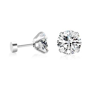 LUXUKISSKIDS Earrings Man 3-8MM Shiny Clearly Cubic Zirconia Piercing For Woman/Girls Surgical Steel Silver/Gold Color серьги