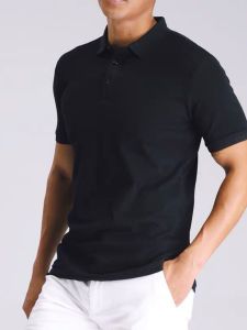 Polo Shirt Mens Short Sleeve Turn-down Collar Comfortable Pure Cotton White Slim Fit Simple Polo T-shirt Upper Body Casual