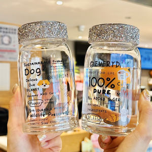 Luxurious High-Boron-Silica Glass Cup for Women with Diamonds Heat Resistant Elegant Design Premium Feel 450ML Daily Use