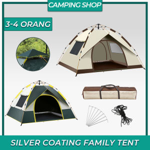 3-4 people Automatic Tent Outdoor Silver coating Camping Khemah Waterproof anti-UV Camping Tent Outdoor Camp Hiking Outdoor Tent