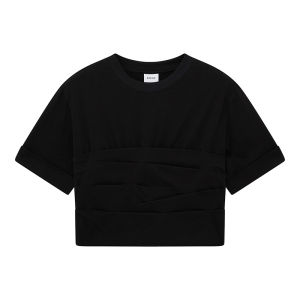 Dazzle Womens White French Style Short Sleeve round Neck T-Shirt Knot Design Cotton Casual Fashion Autumn Top