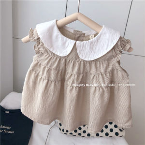 Korean Style Summer New Girls Fashionable Blouse Children Little Girl Baby Cotton Sleeveless Shirt Thin Top