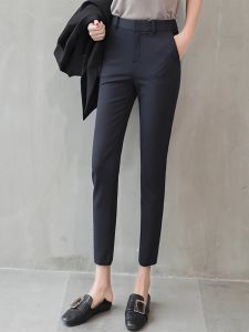 Slim Fitting Work High Waist Ankle Trousers
