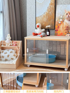 Mushroom Pet Solid Wood Does Not Cover an Area of Cat Nest Cat House For Home Small Apartment Panoramic Transparent Simple Cat Cage Nest Cat Cabinet