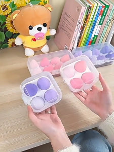 พัฟฟองน้ำแต่งหน้า เนื้อนุ่มพิเศษ ทรงหยดน้ำ ตัดแนวทแยง ฟองน้าไข่ แบบเปียกและแห้งกล่องละ4ชิ้น