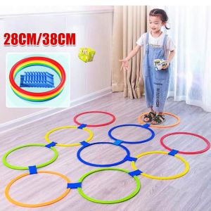 Jumping Rings Game Set Kids Indoor Outdoor Sport Game Toys Hopscotch Lattice Jumping Rings Set Kids Leaping Ability Training Sports Toys