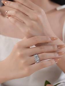 Queensun 1Carat PT950 Lace Proposal Diamond Ring Lab  Diamond Ring Ladies Niche Design Real Diamond蕾丝求婚钻石戒指Korea/Couples Ring/Pair of rings/for women/for gift/Luxury Wedding Rings/wedding rings