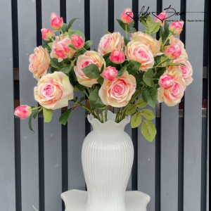 5-10 Cành hồng cánh ướt kiểu pháp 1b 1n hàng nhập dài 65cm. Hoa Lụa LyLy Decor