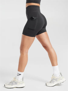 High Waist Quick Dry Breathable Womens Sporty Yoga Running Shorts Butt Lifting High Elasticity Fitness Gym Nylon Shorts