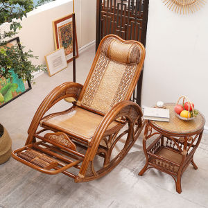 Foldable Wicker Rocking Chair for Adults Balcony Leisure Nap Indoor Outdoor Swings Back 60 Degree Arc Bottom Manual Rocking Chair