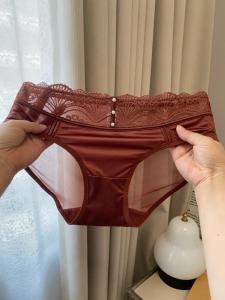 Luxurious Retro Satin Feel Breathable Light Weight Seamless Triangle Panties for Women Low Waist Cotton Lined Nylon Fabric