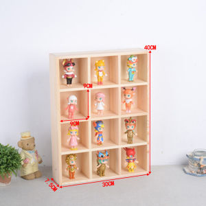 Wooden Multi-Grid Storage Box for Living Room All Want Brand with Pop-up Storage shelves for Dolls and Toys Display