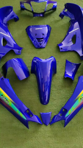 ชุดสีใสW125Rหัวแหลมเบ้ากุญแจใหญ่รุ่นไมล์สาย มี12ชิ้นสีน้ำเงินแก้ว ลาย2