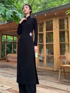 New Chinese Style High Waist Slim Fit Double Sided Australian Velvet Dress Early Autumn Womens Clothing National Trend Revival