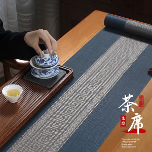 Tea Table Runner Chinese New Chinese Style Zen Tea Tablecloth Tea Table Mat Accessible Luxury Classy Waterproof Tea Table Coffee Table Tea Utensils