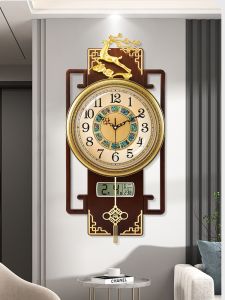 นาฬิกาตั้งโต๊ะแบบจีนใหม่ นาฬิกาติดผนังแบบสตีลไนลอน นาฬิกาตั้งโต๊ะแบบมีปฏิทิน ตกแต่งบ้าน นาฬิกาควอตซ์ ห้องนั่งเล่น โต๊ะอาหาร