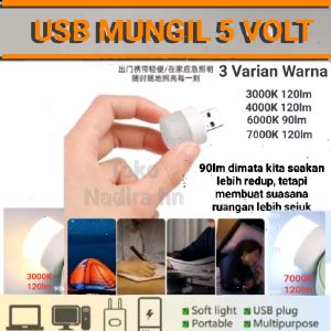 2biji Led USB MUNGIL 5V 1A  Lampu praktis hemat energi