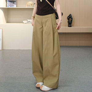 French Style Spring Fashion High Waist Pants with Side Pleats