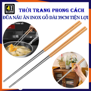 Đũa Tre Inox - Đũa Nấu Ăn Chiên Xào Chống Bỏng Dài 39cm Kháng Khuẩn Chịu Nhiệt Chống Nấm Mốc Trơn Trượt - Đũa Inox Cao Cấp Sang Trọng Chất Lượng Cao