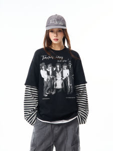 Áo Thun Phong Cách Rocker Thiết Kế Giả Lớp Mỏng Thời Trang Mùa Xuân
