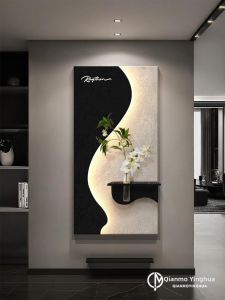 Entry Decor Water Plant Cream Style 3D Sandstone Wall Art