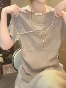NUMEN BUTTON | Slim Sparkle Hollow Out Womens T-shirt