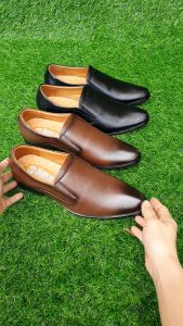 Giày công sở nam không dây da bò Trường Hải đế cao su GT300 2 màu đen nâu