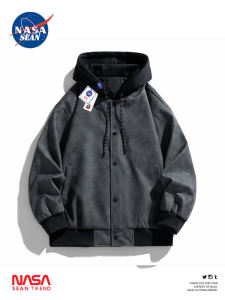 Wassup Panda Retro Hooded Jacket Mens Spring Autumn New American Style Handsome Fake Two-Piece Jacket Youth Fashion