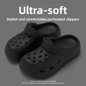 Hodo Mens Summer Outdoor Wear Thick Bottom Clog Shoes Anti-Slip Deodorant EVA Slippers Casual Sporty Flat Heel Solid Color