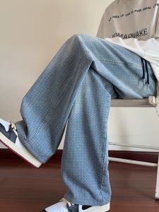 กางเกงยีนส์ทรงหลวมสไตล์อเมริกันสำหรับผู้ชาย กางเกงขายาวทรงตรงลำลอง ทรงหลวม กางเกงยีนส์ทรงตรงสำหรับผู้ชาย