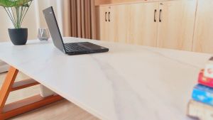 Cream Wind Light Luxury Rock Plate Electric Lifting Table Standing Work Table Computer Table Home Office Study Book Table