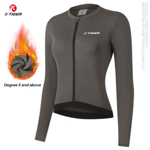 X-Tiger | X-TIGER Women Winter Fleece Cycling Jersey 3 Pockets Long Sleeve Bike Top MTB Cycling Shirt Windproof Warm Road Bicycle Apparel