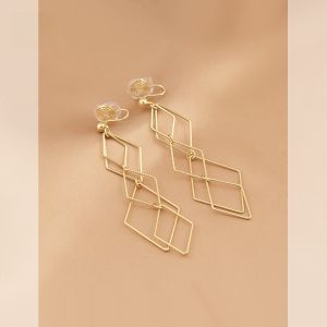 Long Geometric Metal Earrings Slimming Fashionable Simple Mosquito Coil Tray Ear Clip No Piercing Required Alloy/Dipped Silver/Gold