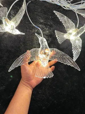 lampu gantung burung akrilik / lampu burung plastik isi 10 pcs led dekorasi pelaminan