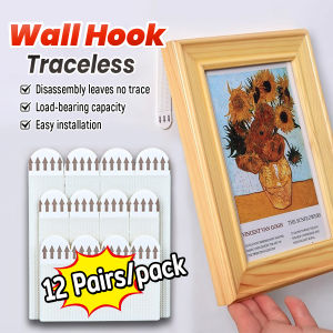 Digeo 12Pairs Photo Frame Hanging Strips Adhesive Picture Decor Artwork Hook and Loop Fastener