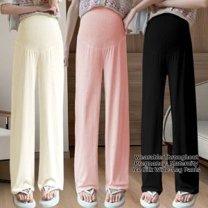 MAITINGLAN | Maternity Loose Fit Tummy Support Summer Ice Silk Pants