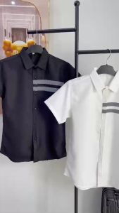 Áo sơ mi nam tay ngắn phối viền đẹp chất vải lụa chống nhăn xù mẫu hót nhất hiện nay giá rẻ Quang_thời_trang