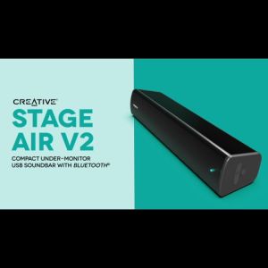 Creative Stage Air V2 - Compact USB Soundbar with BT 5.3 Dual-Driver and Passive Radiator Hours of Play Compatible with PS5/Nintendo Switch