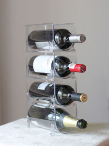 Stackable Fridge Wine Glass Rack Organizer Transparent Display Beer Bottle Holder Home Storage Shelf PET Material Restaurant Use