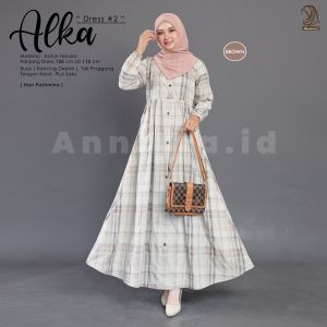 ALKA DRES  #1 & #2 - GAMIS KOTAK KOTAK DENGAN PERPADUAN WARNA CANTIK BAHAN KATUN HARUKA BY ANNAIRA.ID