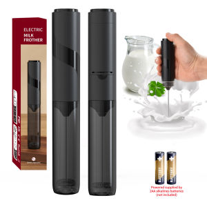 Stainless Steel Electric Milk Frother Handheld Coffee Frothing Wand With 10000 RPM Portable Latte Cappuccino Foamer AA Battery