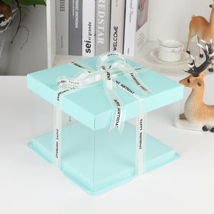 Transparent Birthday Cake Packaging Box Blue Single Layer Balloon Enhanced 6 Inch 8 Inch 10 Inch 12 Inch 14 Inch