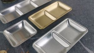 304 Stainless Steel Seasoning Dish Hot Pot Dipping Bowl Soy Sauce BarbecueSushi Vinegar Plate Condiment Tray Kitchen Tab