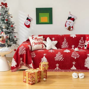 Pyramid 2026 Christmas Sofa Cover Blanket Universal Xmas Design L Shape Sofa Slipcover Double Sided Chenille Fabric Home Decor