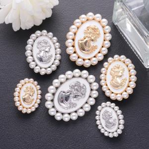2pcs/Pack Vintage Beauty Cameo Pearl Alloy Buttons For Cardigan Shoes Bags Decor DIY Sewing Buttons Apparel Accessories