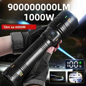 Đèn Pin LED Mạnh Mẽ 1000W 900000000LM Đèn Pin Chiến Thuật Có Thể Sạc Lại Bằng USB Với Pin Tích Hợp Để Cắm Trại Đi Bộ Đường Dài Chống Nước Chống Sốc