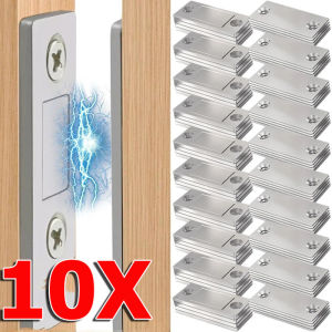 10Sets Cabinet Door Stoppers No Drilling Needed / Heavy Duty Magnetic Stoppers for Wardrobe/Drawer/Closet / Corrosion-Resistant Metal & Magnet Design with Screws