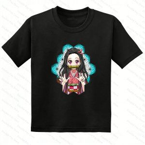 Bandai | Cute Demon Slayer Chibi T-Shirt Tanjiro Nezuko Zenitsu Anime Tee Kids Casual Cotton Short Sleeve Top Mens Shirts Woman t-shirts