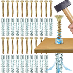 20Sets Serrated Steel Wall Anchors Metal Expansion Tube Pipe Self Tapping Screw Drilling Plug for Concrete Wall Fasteners Bolt Anchors