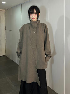 Retro Patchwork Scarf Shirt Loose Long Sleeve Stand Collar Mens Spring Autumn Casual Classic Style No Brand Youth Fashion